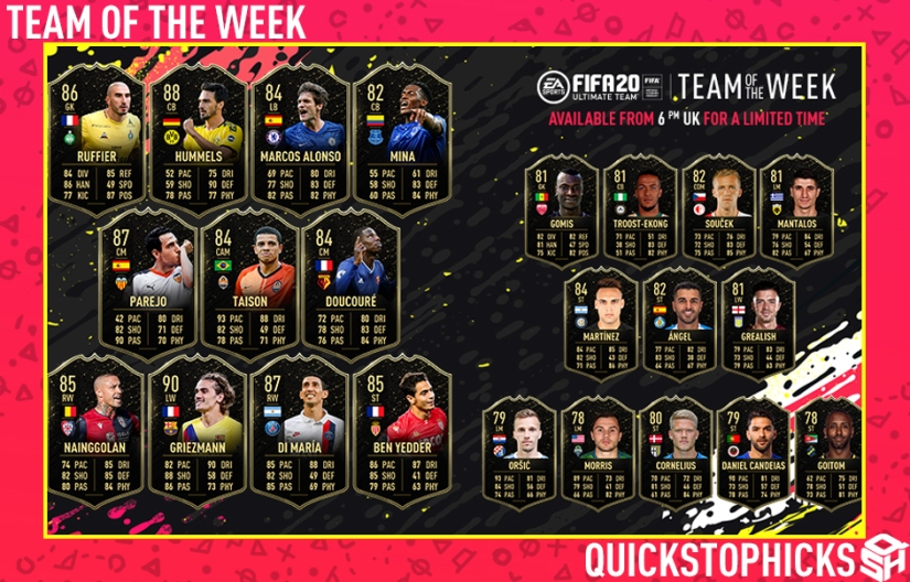 TEAM OF THE WEEK 6 FIFA 20 TOTW 6 YOUTUBE QUICKSTOPHICKS 2